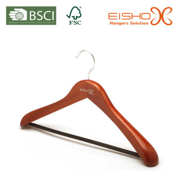 Walnut Color Wooden Clothes Hanger with Pant Bar (MC046)